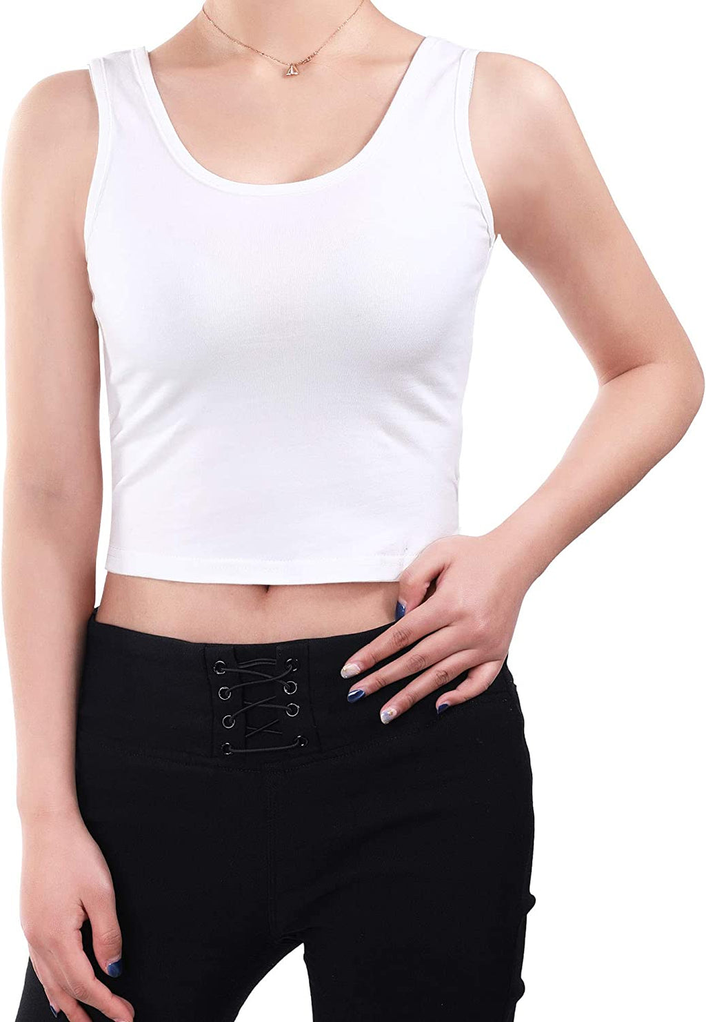 4 Pieces Basic Crop Tank Tops Sleeveless Racerback Crop Top for Women