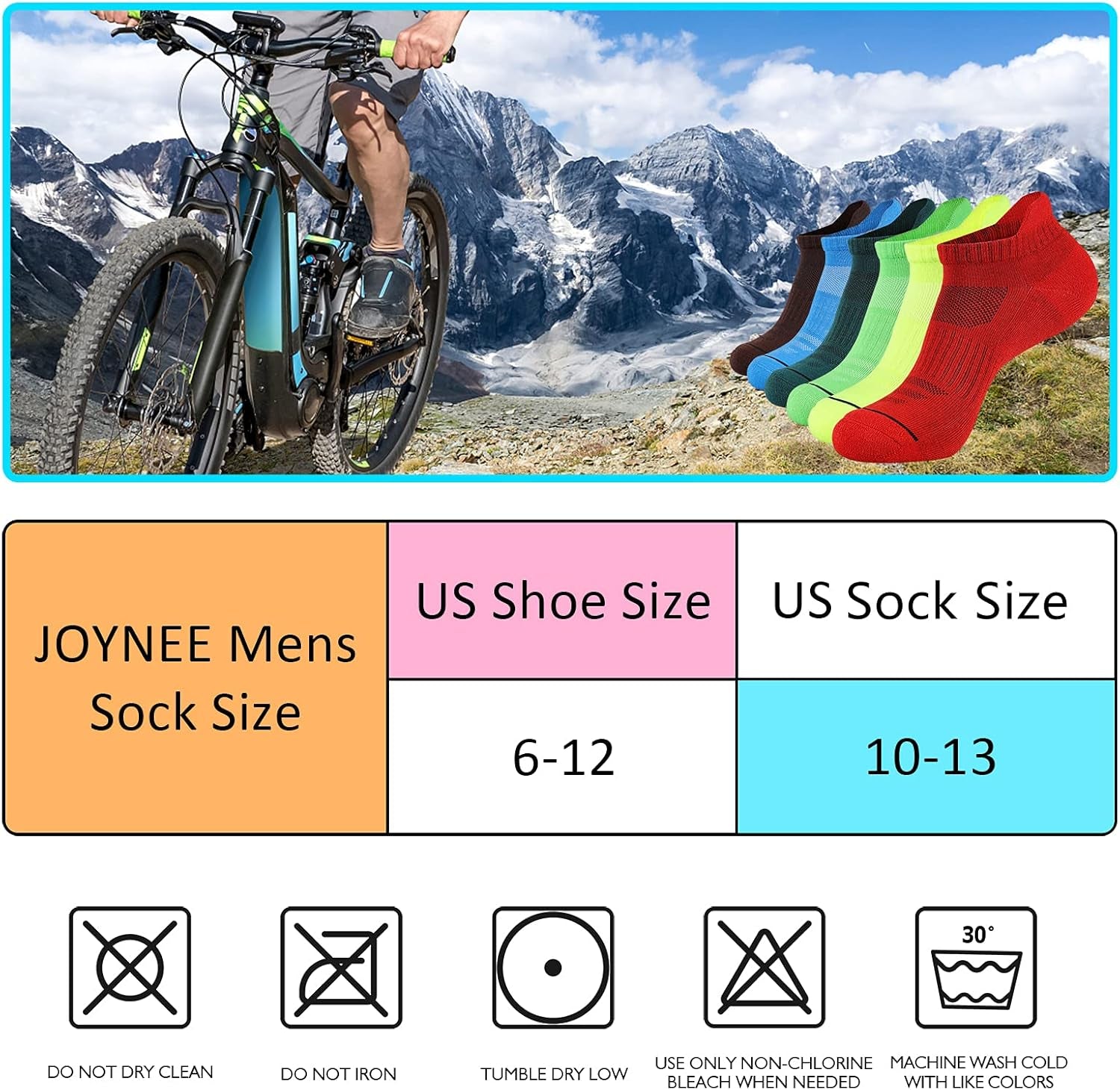 Mens Ankle Athletic Low Cut Socks Running Sports Cushioned Sock for Men 6 Pack