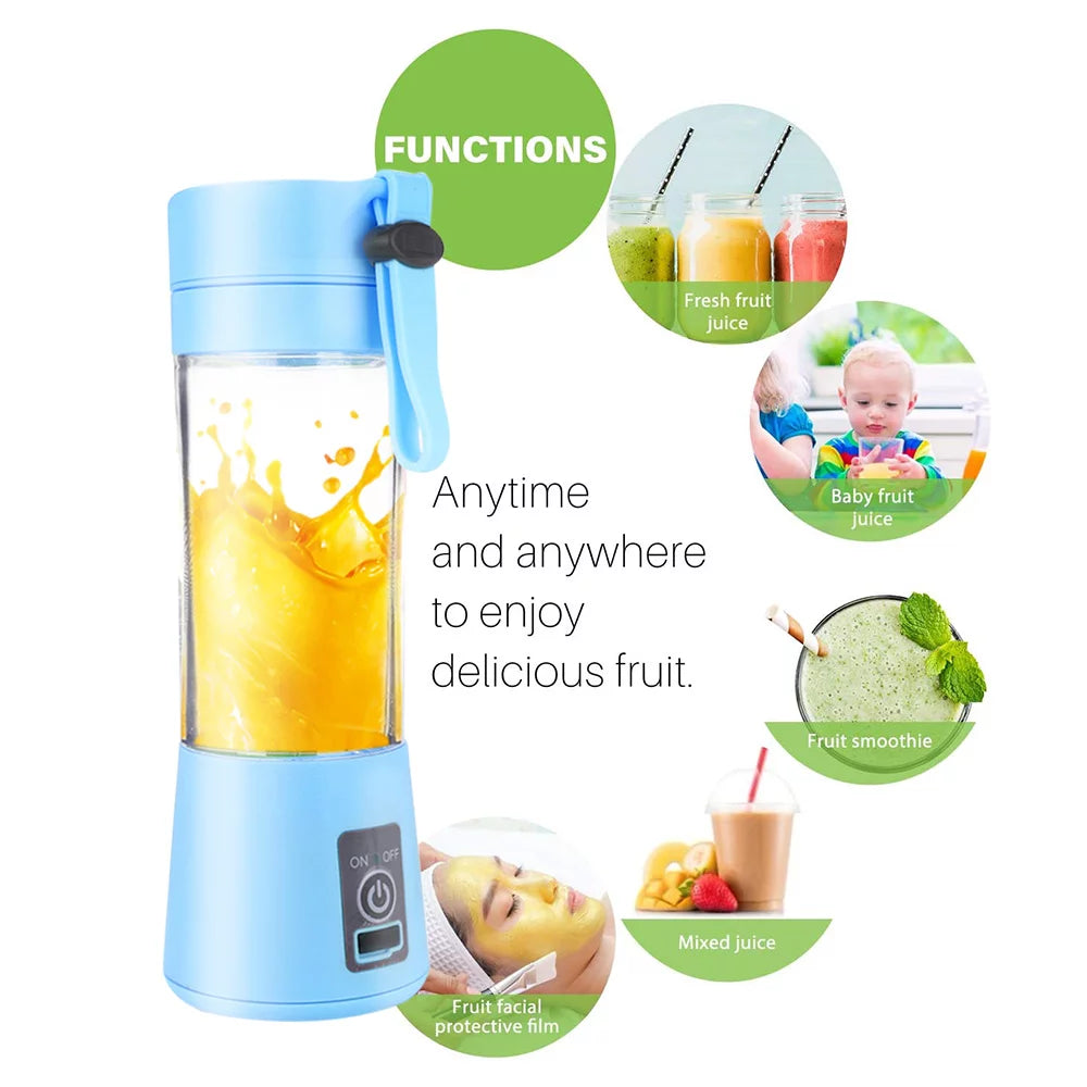 380Ml Electric Juicer Bottle, Fruit Vegetable Blender, Portable Smoothie Maker Mixer Bottle, Rechargeable Blender Bottle, White