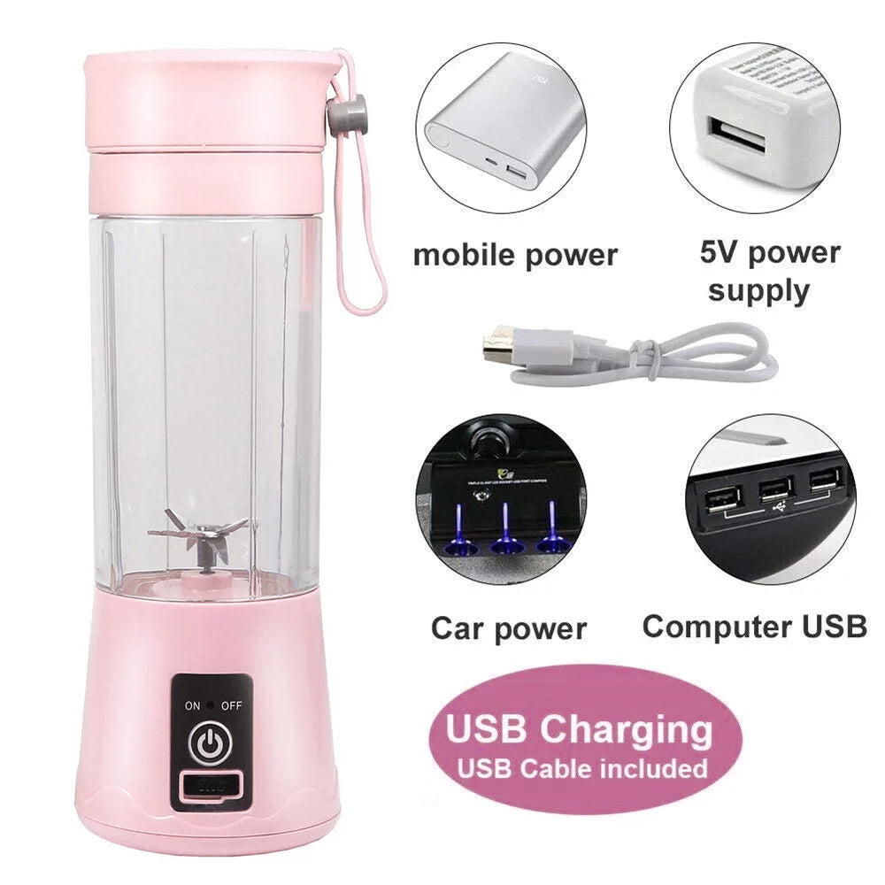 380Ml Electric Juicer Bottle, Fruit Vegetable Blender, Portable Smoothie Maker Mixer Bottle, Rechargeable Blender Bottle, White