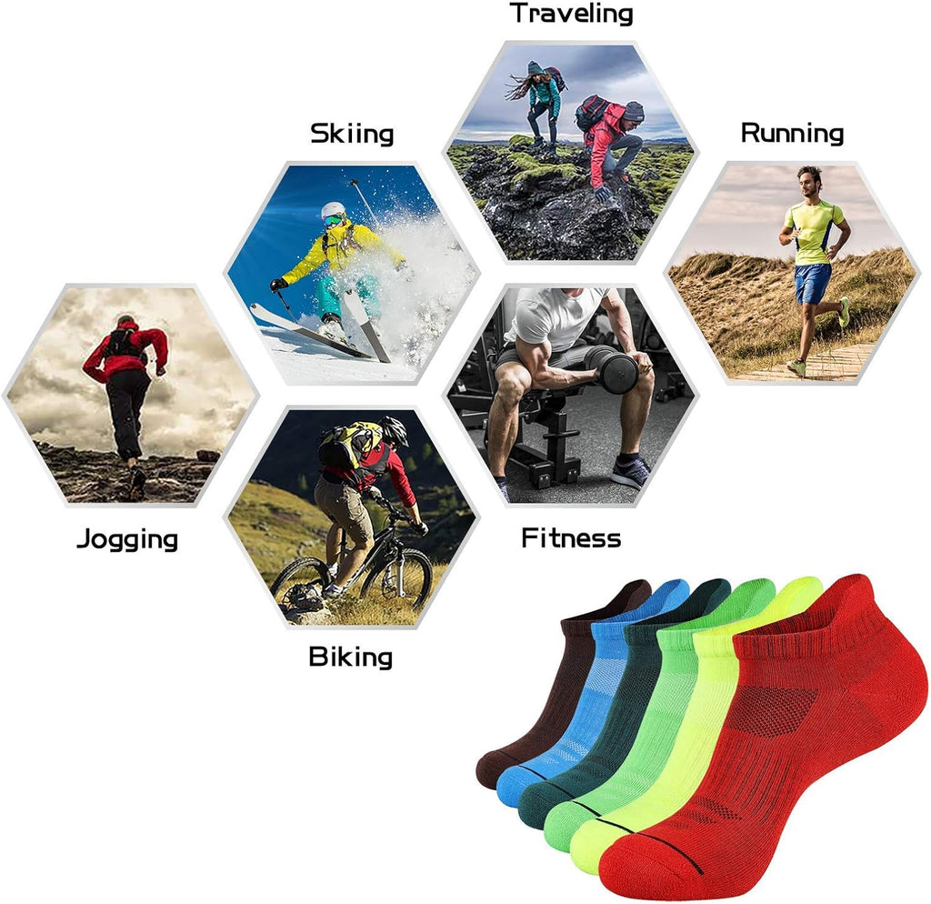 Mens Ankle Athletic Low Cut Socks Running Sports Cushioned Sock for Men 6 Pack