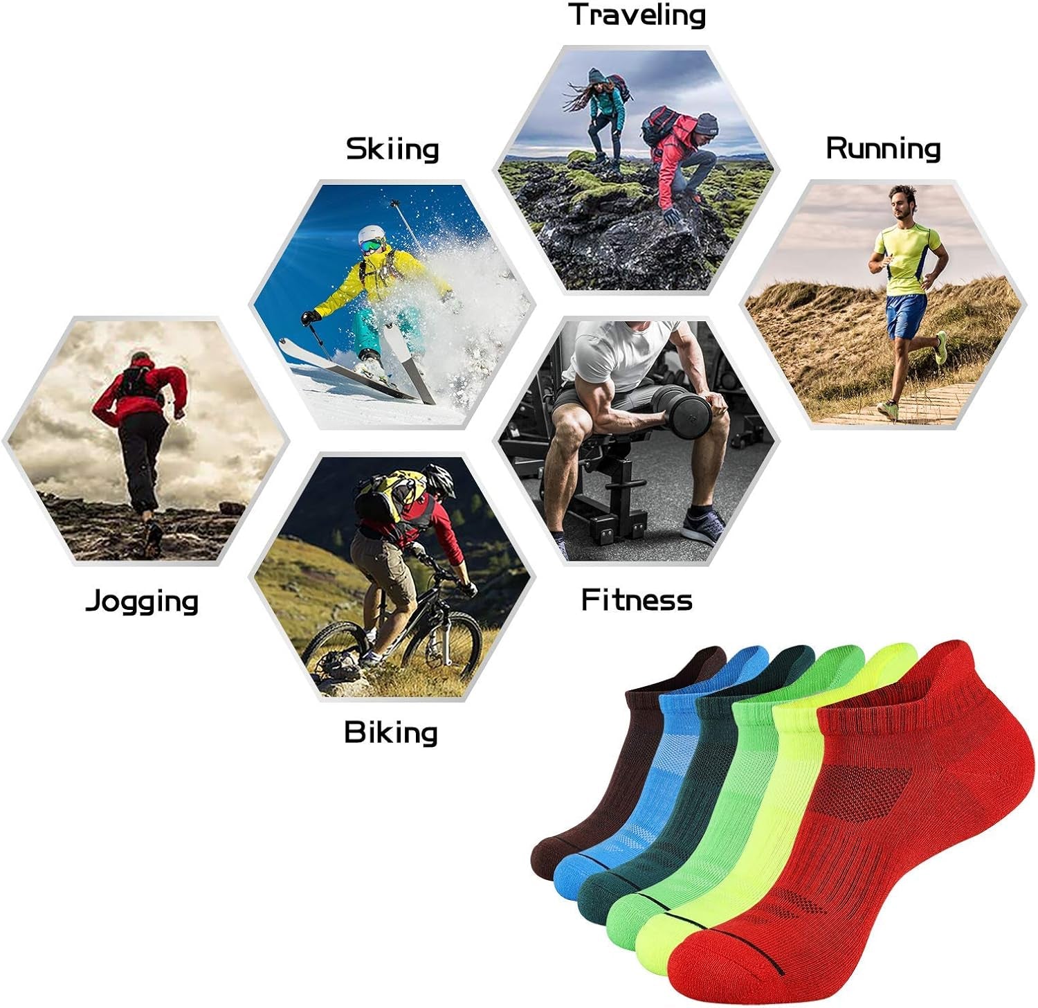 Mens Ankle Athletic Low Cut Socks Running Sports Cushioned Sock for Men 6 Pack