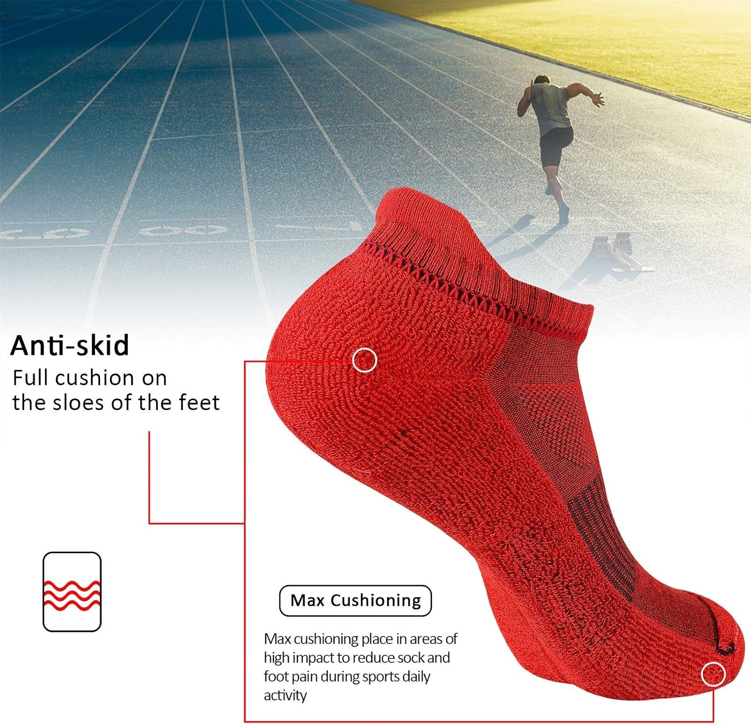 Mens Ankle Athletic Low Cut Socks Running Sports Cushioned Sock for Men 6 Pack