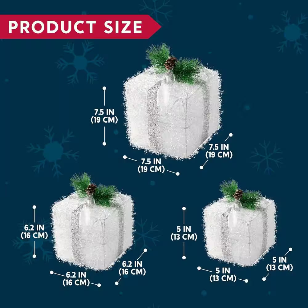 Christmas Lighted Gift Boxes, Valentine'S Day Decorations Set of 3, Light up Present Boxes, 60 LED Multicolor Lights