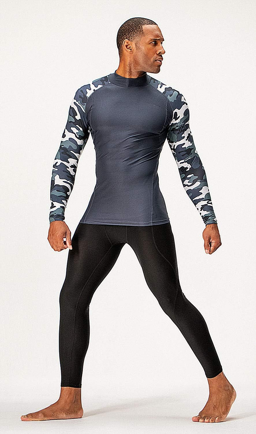 3 Pack Men'S Athletic Turtle Neck Long Sleeve Compression Shirts